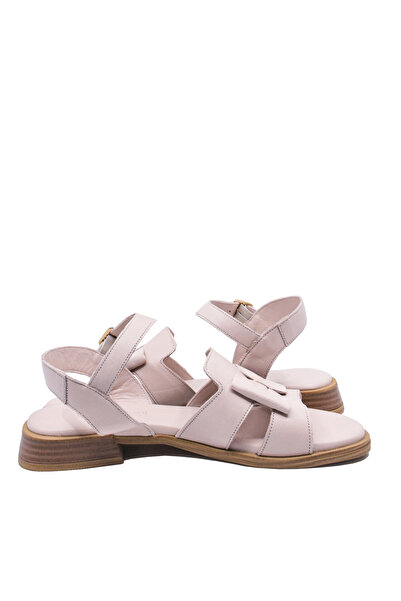 Anna Viotti Sandals with Bow, Light Pink Leather