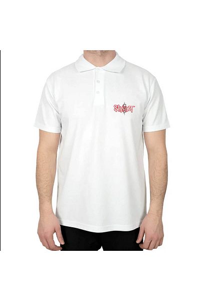Z zepplin Tricou alb cu guler polo cu logo Slipknot