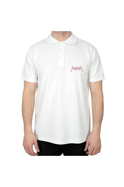 Z zepplin Emperor Logo Red Polo Neck White T-Shirt