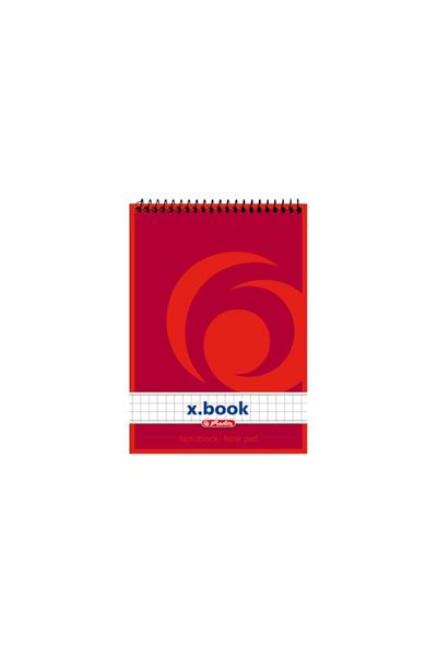 Herlitz X.book Notebook A6, Color Red, Material Paper, 50 Sheets, Spiral Bound, Grid Format