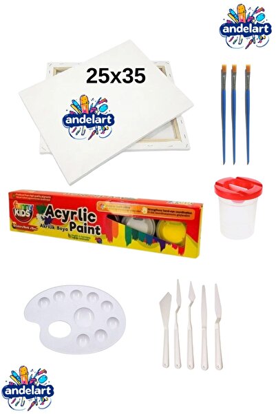 andelart Tuval 25x35, 6 Renk Akrilik Boya, Fırça, Spatula, Palet Resim Başlan...