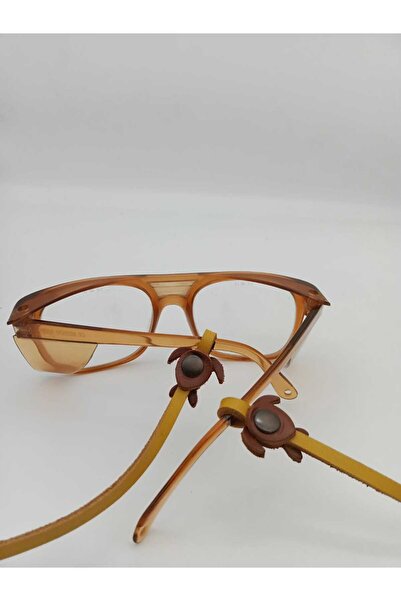 İSTANBUL SANDALET حزام نظارات شمسية من الجلد الطبيعي بتصميم خاص، حزام أصفر، ه...