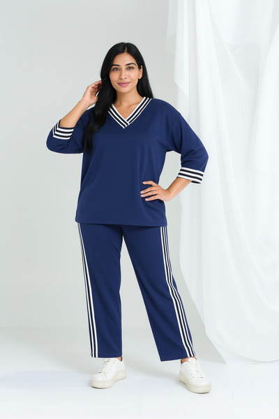 Mivoon Ριγέ κοστούμι Osho 100% Modal ύφασμα με ρίγες μαλακής υφής M-6XL