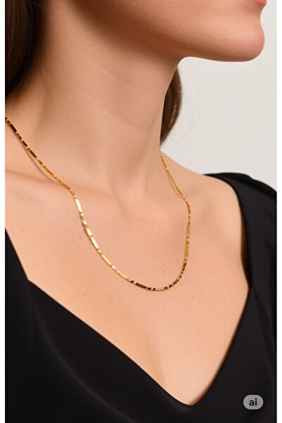 FAMEMUS ACCESSORY قلادة سلسلة ذهبية اللون من جليتر ديسك (45 سم)