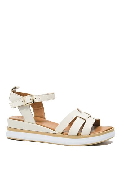 Anna Sandale damă Viotti cu talpa wedge, crem din piele naturală