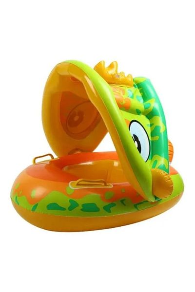 OEM Inflatable Swim Ring for Kids, Dinosaur with Seat and Sunshade, Multicolor