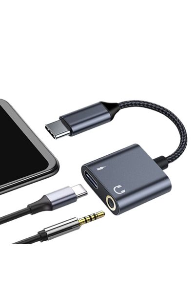 Spon 2-in-1 Audio and Charging Adapter - Type-C to 3.5mm Port