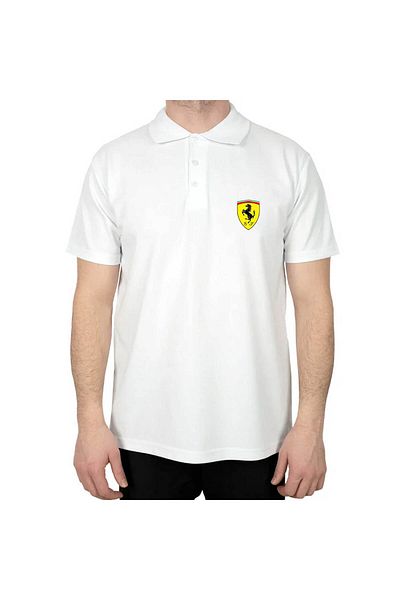 Z zepplin Tricou alb cu guler polo cu logo Ferari