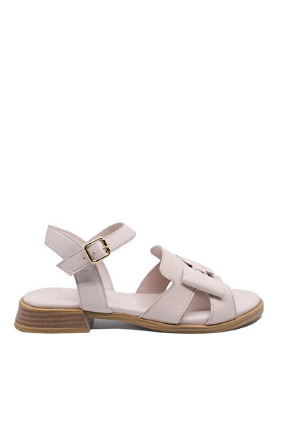 Anna Viotti Sandals with Bow, Light Pink Leather