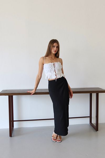 Patreon Bow Tie Linen Skirt - Black