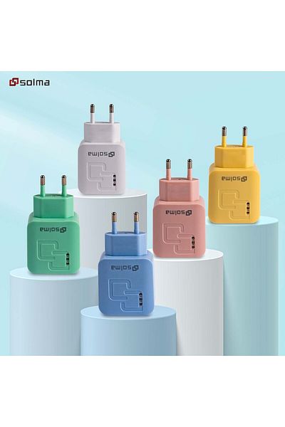 Choice YELLOW EU Macaron Color EU Standard 2 Ports USB Mobile Travel Charger For iPhone Samsung Plug Chargi