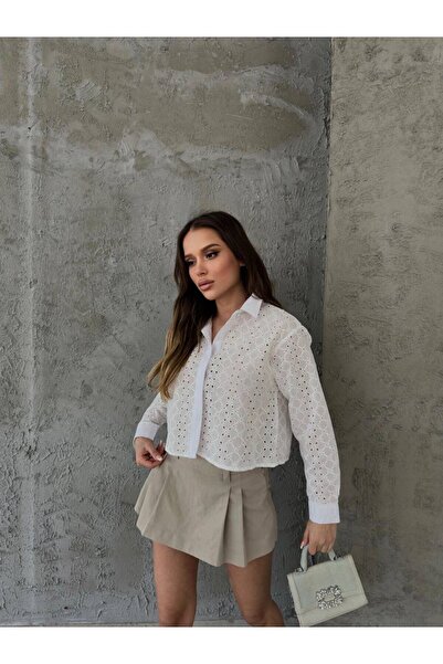 adel deniz collection kadın pamuk fisko kumaş gizli ön par detay beyaz dantel...