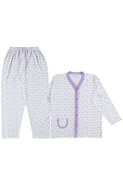 bipamuk Venessa Design Plus Size Full Button Cotton Women's Pajamas Set Comfortable Fit Xl/2Xl