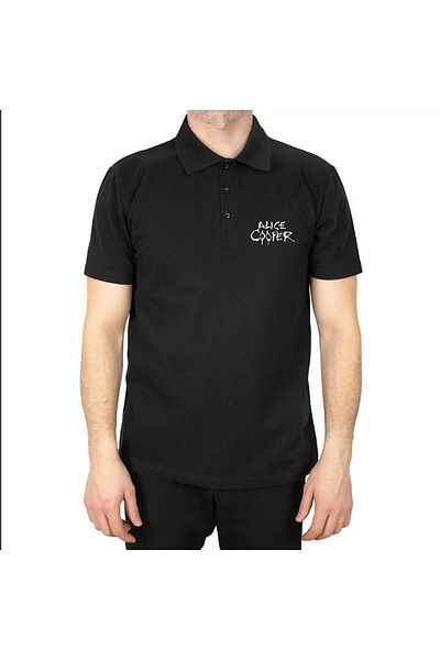 Z zepplin Alice Coper Logo Polo Neck Black T-Shirt