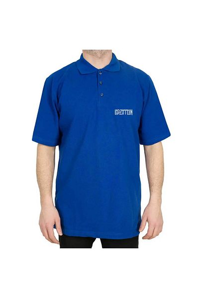 Z zepplin Led Zepplin Logo Polo Neck Blue T-Shirt