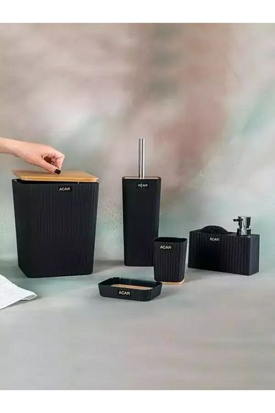ACAR Aria 5 Piece Acrylic Bathroom Set Black - Akr-05503