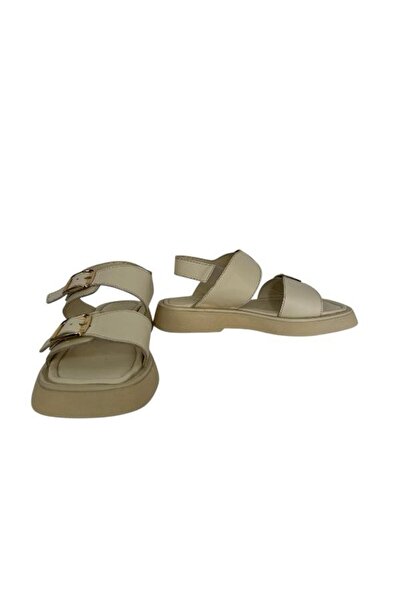 KEMAL TANCA 862 M-141-1 Women's Khaki Leather Sandals