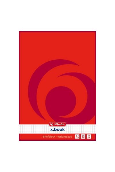 Herlitz X.book Notebook A4, Color Red, Material Paper, 50 Sheets, Grid Format