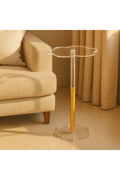 Gharaib Al Tuhaf Modern Design Acrylic Serving Table - Black/Gold/Clear