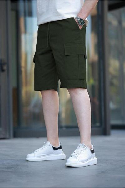 Madmext Khaki Cargo Pocket Men's Shorts E6571