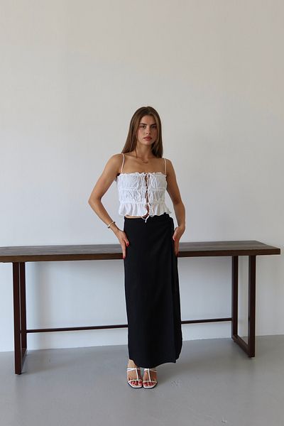 Patreon Bow Tie Linen Skirt - Black