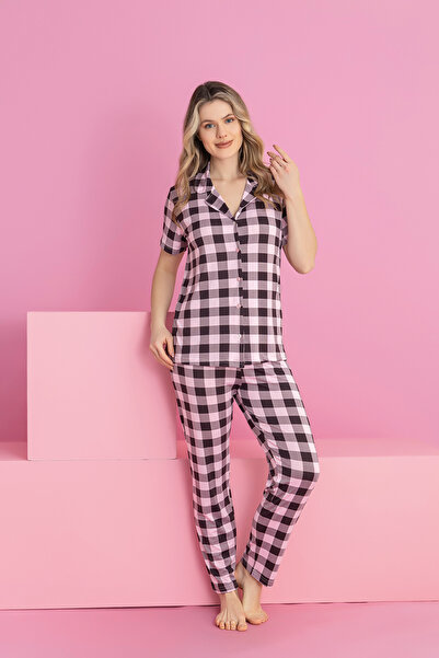 rindahomewear طقم بيجامة بأزرار نسائية