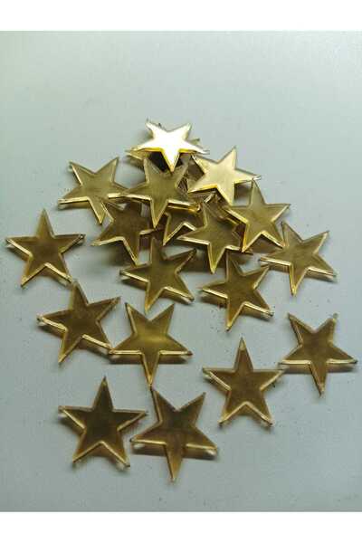 Şirin Lazer YILDIZ 30 ADET 2 CM GOLD AYNALI PLEKSİ DEKORATİF OBJE