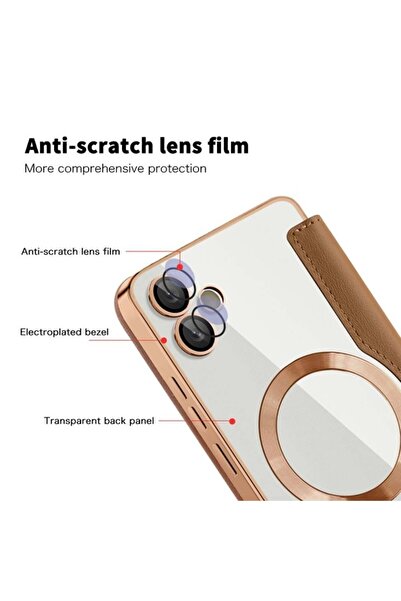 SKYDDAR INNOVATION Θήκη για Samsung Galaxy A05, SmartMag Book, Magsafe, RFiD, Θήκη καρτών, σετ αυτοκόλλητων, καφέ