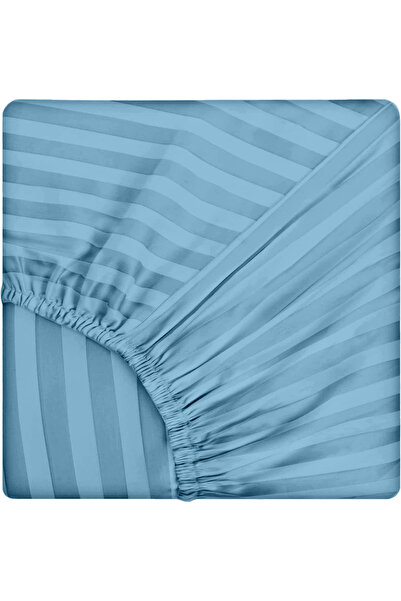 Five Store Fitted sheet with elastic in damask, density 130 g/m2, sky blue, 160 x 200 cm, 1 pc.