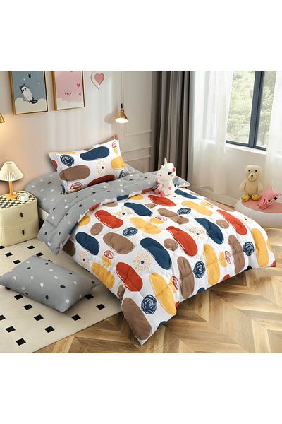 Alhabib bedding Timon Summer Single and a Half Baby Bedspread, White, Grey, Multi-Colored, 5 Pieces