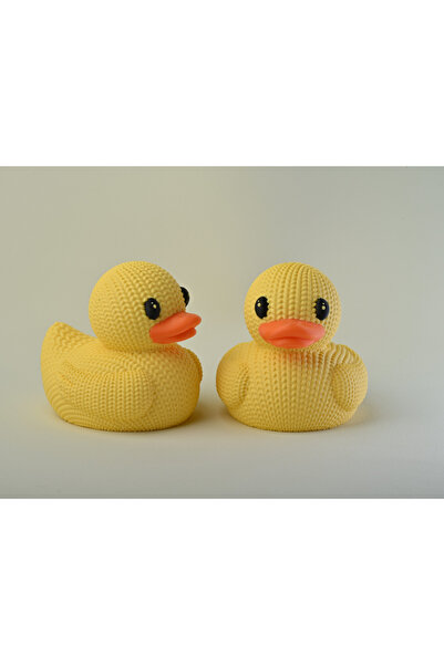 Phigo 2 Adet 10 cm Örgü Desenli Sarı Ördek Figürü - 3D Baskı