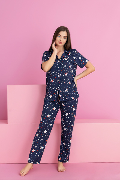 rindahomewear طقم بيجامة نسائي بأزرار من ميلانو