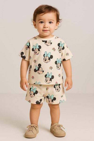 LittlePoffy طقم صيفي للأطفال من الأعلى والأسفل مع شورت مكون من قطعتين 100% قطن