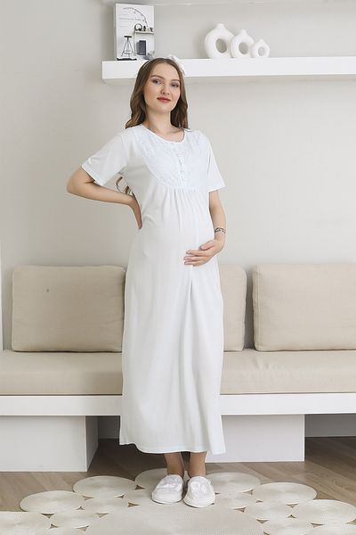 ERDENİZ TEKSTİL Costum de maternitate lungă și rochie de maternitate, cu 6 nasturi, potrivit pentru alăptare și hijab