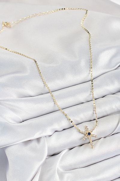MÇ Plus Brass Zircon Stone Pole Star Model Crushed Chain Gold Color Women's Necklace