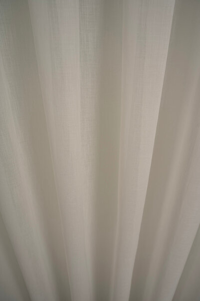 Elen's Natural Anthracite Flamed Effect Linen Special Ironing Thick Tulle Cur...