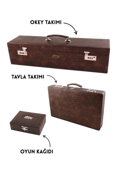 ELDİPA Elite 3-Piece Luxury Game Set Okey + Backgammon + Playing Card Set – Special Design with Leather Encrypted Bag