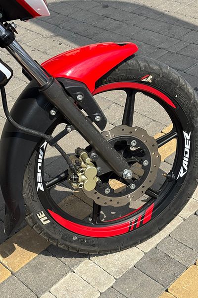 Banxtre For Tvs Raider Dual Color Red-White Wheel Rim Strip Sticker Set (16 Pieces)