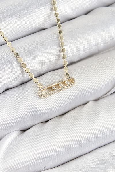 MÇ Plus Brass Zircon Stone Messika Model Crushed Chain Gold Color Women's Necklace