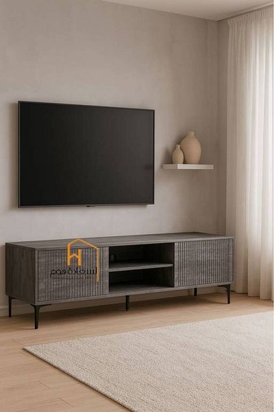 Al Saada Home وحدة تلفزيون فاخرة - 160×40×45 سم - رمادي