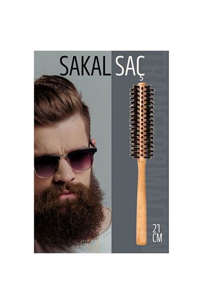 SepetBudur Modacar Beard Brush Hair Brush and Blow Dry Brush Wooden Handle