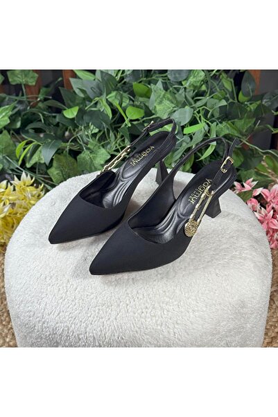 MEY Modern Suede Gold Accessory Heel Shoes M1130