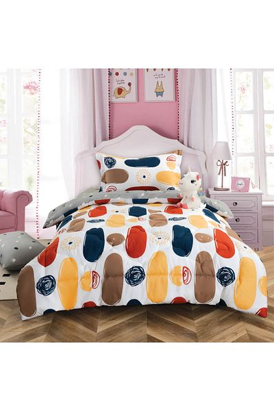 Alhabib bedding Timon Summer Single and a Half Baby Bedspread, White, Grey, Multi-Colored, 5 Pieces