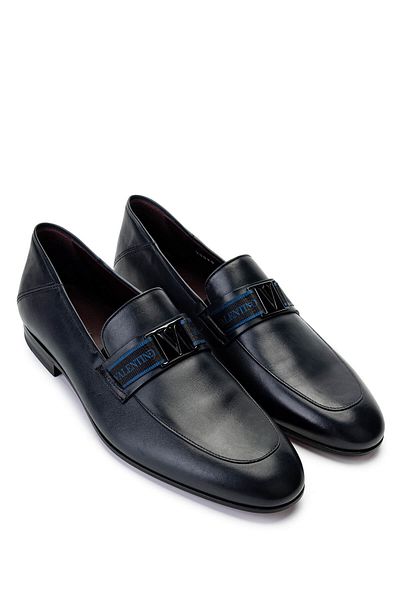 Valentino Men's Genuine Leather Blue Loafer Shoes