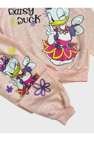 ALİŞ KİDS Girls' Cotton Pink Duck Patterned Long Sleeve Seasonal Pajama Set
