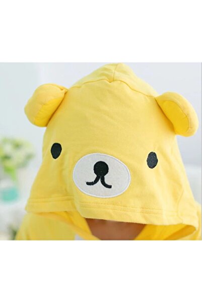 zzz sleep good sleeping !!! Short jumpsuit pajamas for children, teddy bear pattern, yellow-white color, KIGURUMI