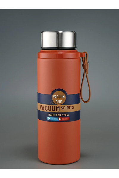 Evistro Stainless Steel Thermos Water Bottle 600ml Vacuum Lid Orange Imported...