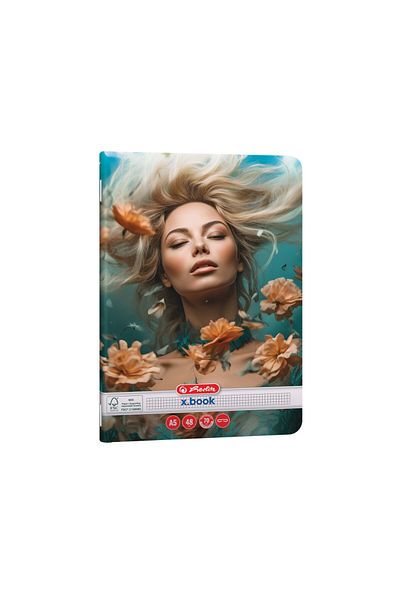 Herlitz Caiet A5, 48 de coli, hârtie cu grilă matematică, 70 g/m², design de frumusețe