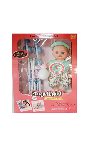 rexa مجموعة لعب دمية "الطفلة الجميلة" من أنجيل جيرل مع عربة أطفال وزجاجة، للأ...
