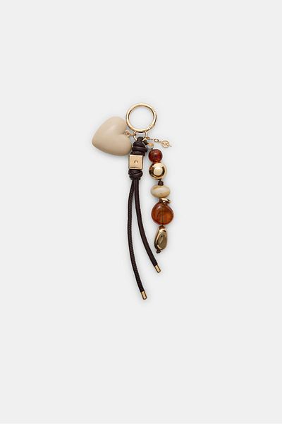 Stradivarius Key ring with beaded heart charm